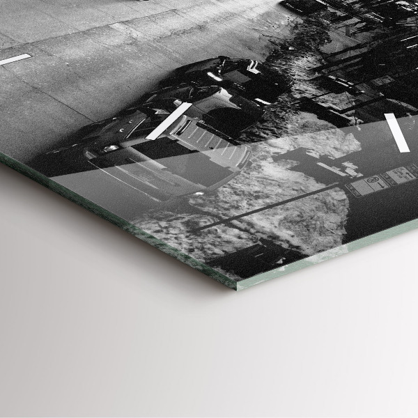 Square glass wall clock Chicago City Streets