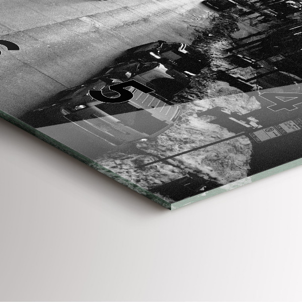 Square glass wall clock Chicago City Streets