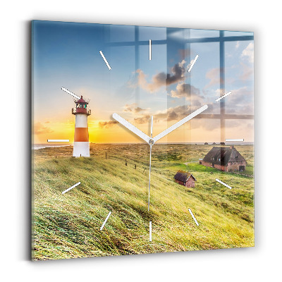 Square glass wall clock Lighthouse