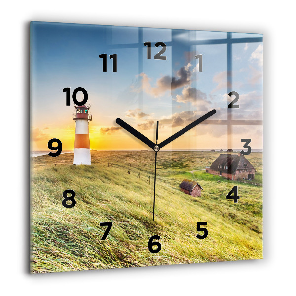 Square glass wall clock Lighthouse