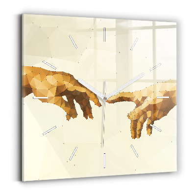 Square glass wall clock Creation of Adam