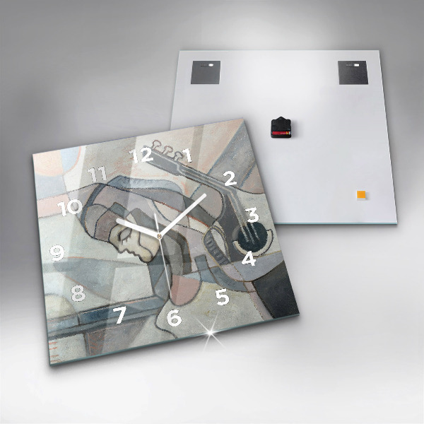 Square glass wall clock Abstract painting