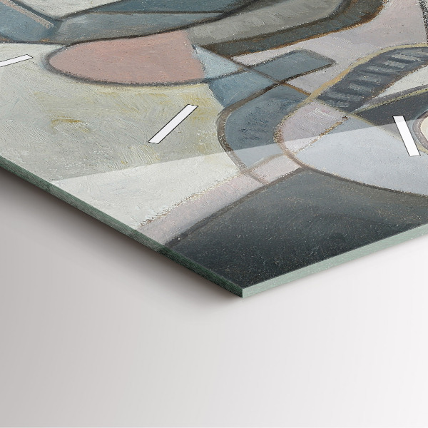 Square glass wall clock Abstract painting