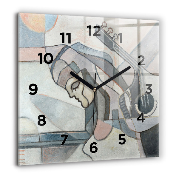 Square glass wall clock Abstract painting
