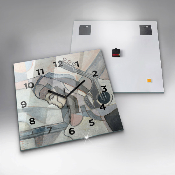 Square glass wall clock Abstract painting