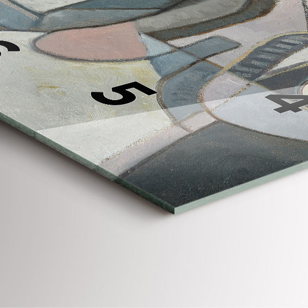 Square glass wall clock Abstract painting