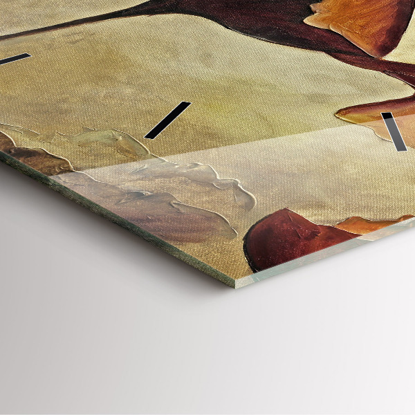 Square glass wall clock Painted poppies