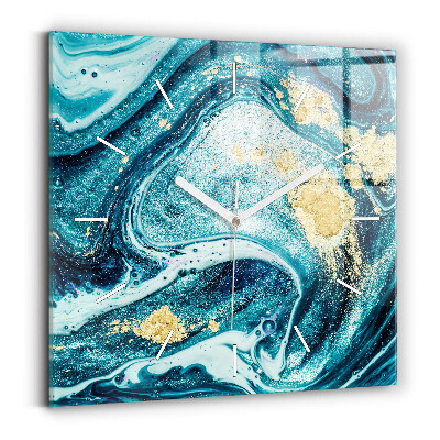 Square glass wall clock Abstract marble