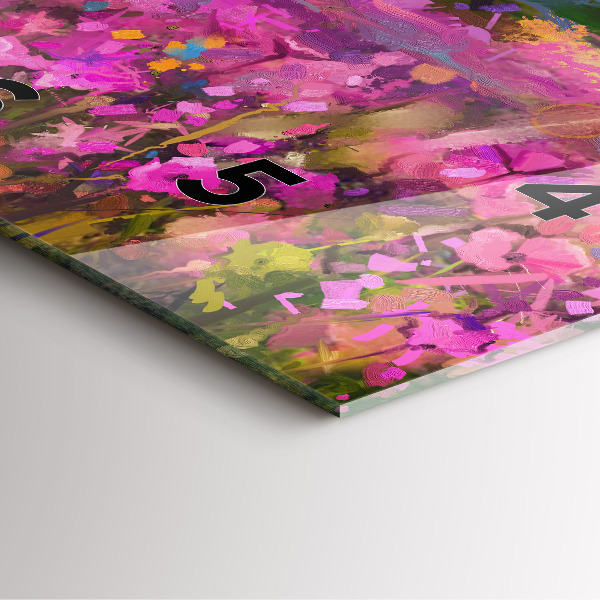 Square glass wall clock Landscape of nature and flowers