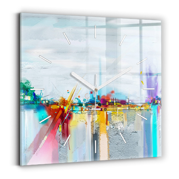 Square glass wall clock Abstract bridge