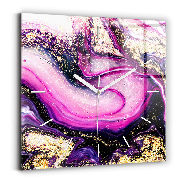 Square glass wall clock Abstract marble