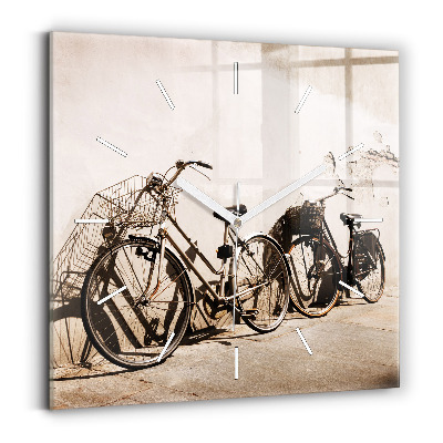 Square glass wall clock Italian bike