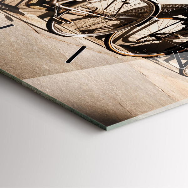 Square glass wall clock Italian bike