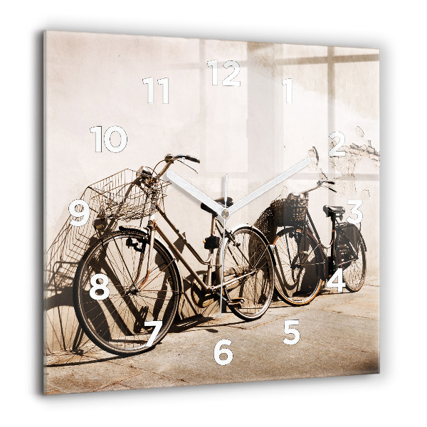 Square glass wall clock Italian bike