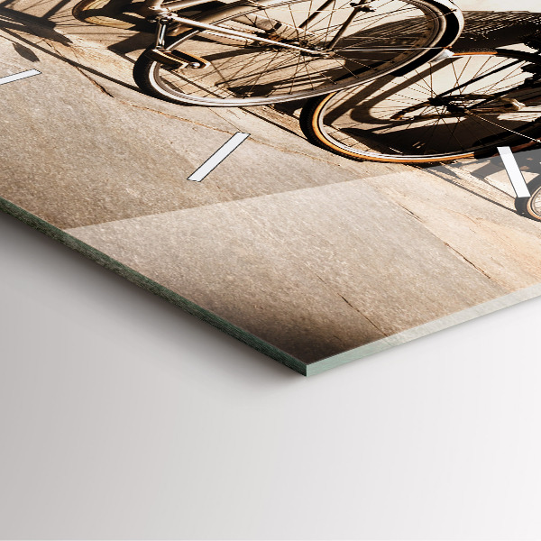 Square glass wall clock Italian bike