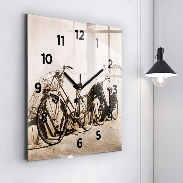 Square glass wall clock Italian bike