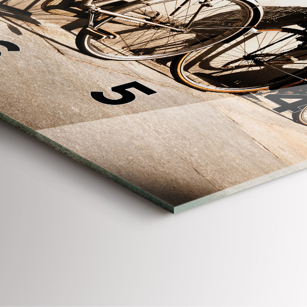 Square glass wall clock Italian bike