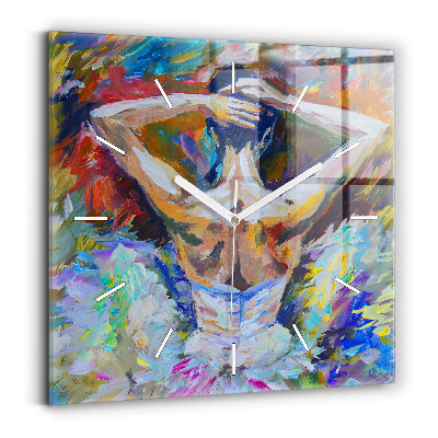 Square glass wall clock Painted Ballerina