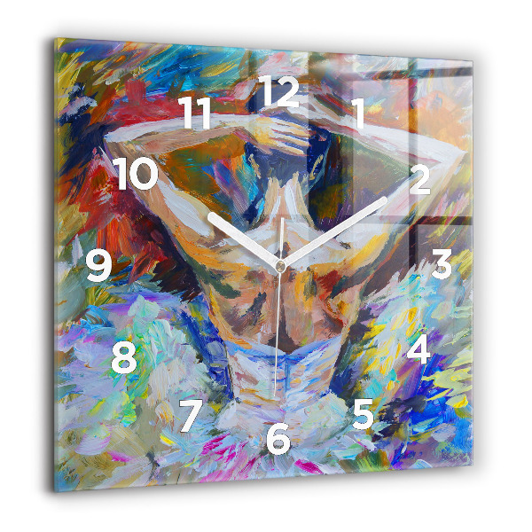 Square glass wall clock Painted Ballerina