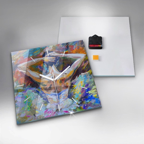 Square glass wall clock Painted Ballerina