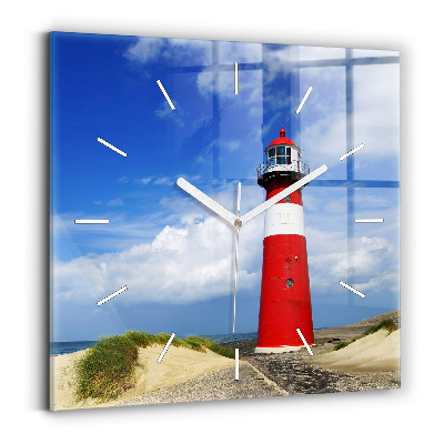 Square glass wall clock Lighthouse