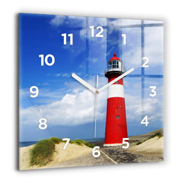 Square glass wall clock Lighthouse