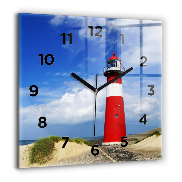 Square glass wall clock Lighthouse