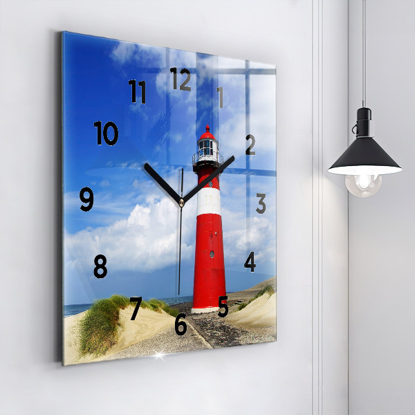 Square glass wall clock Lighthouse
