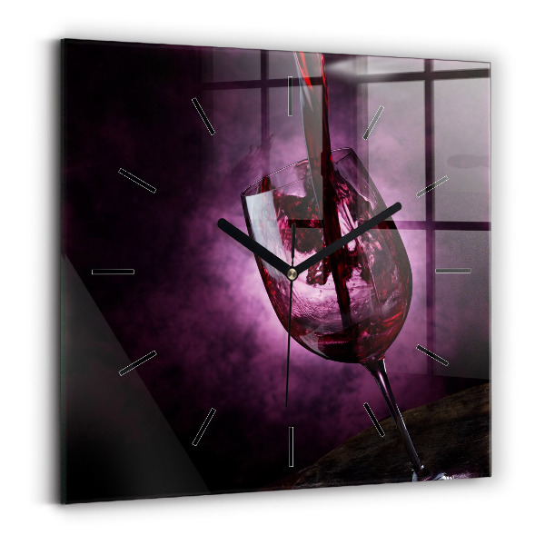 Square glass wall clock Wine glass