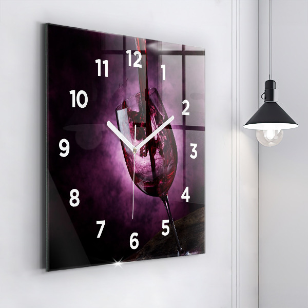 Square glass wall clock Wine glass