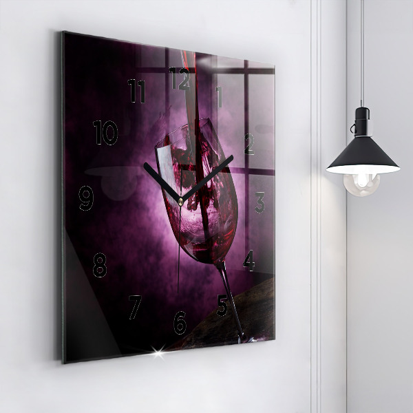 Square glass wall clock Wine glass