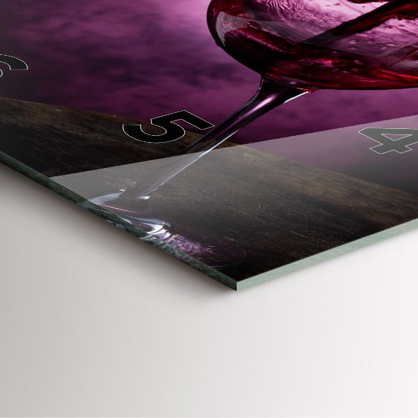 Square glass wall clock Wine glass