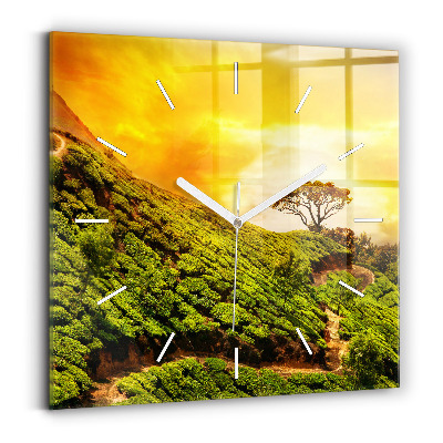 Square glass wall clock Tea Hill