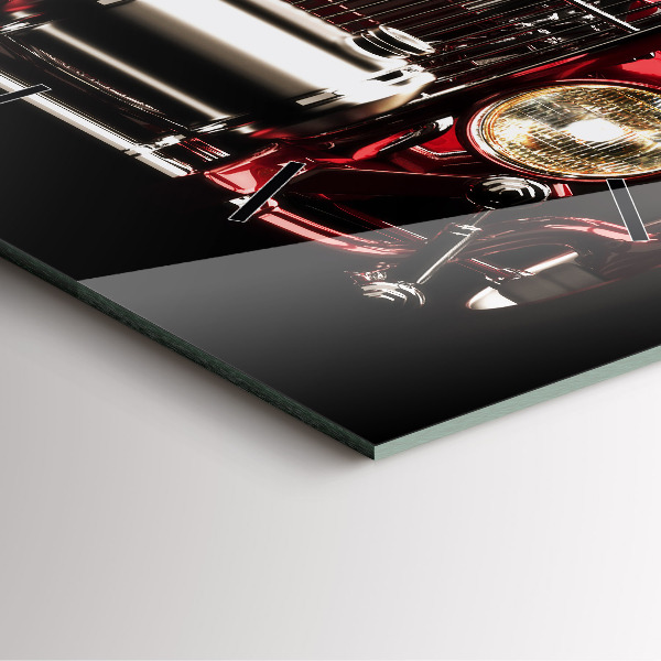 Square glass wall clock Old vintage car