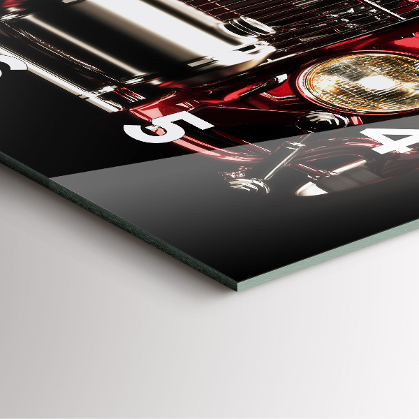 Square glass wall clock Old vintage car