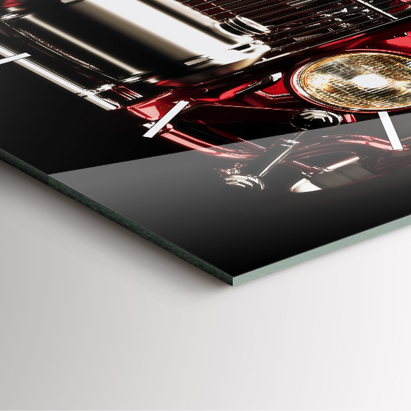 Square glass wall clock Old vintage car