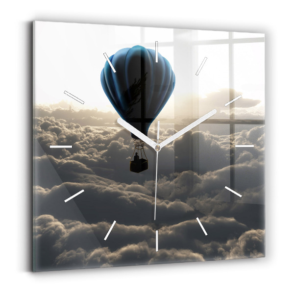 Square glass wall clock Balloon in the sky