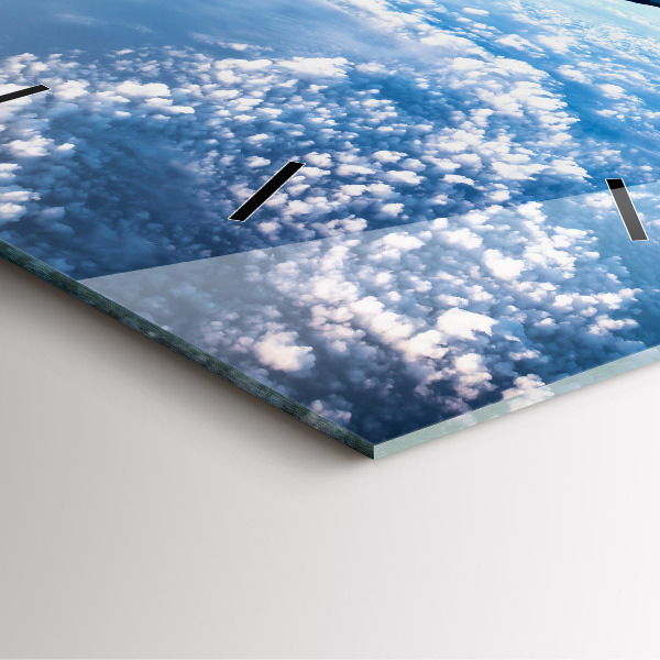 Square glass wall clock Airplane and Clouds