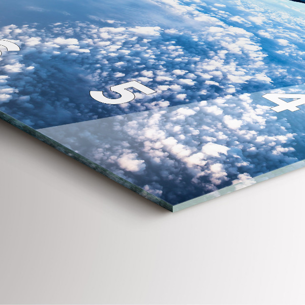 Square glass wall clock Airplane and Clouds