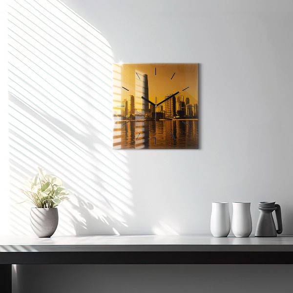 Square glass wall clock Zhujiang River