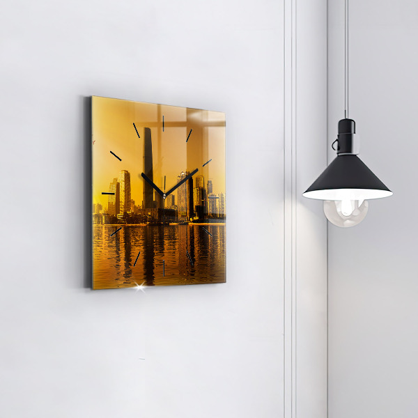 Square glass wall clock Zhujiang River