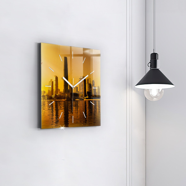Square glass wall clock Zhujiang River