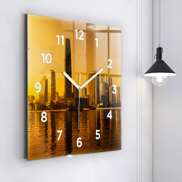 Square glass wall clock Zhujiang River