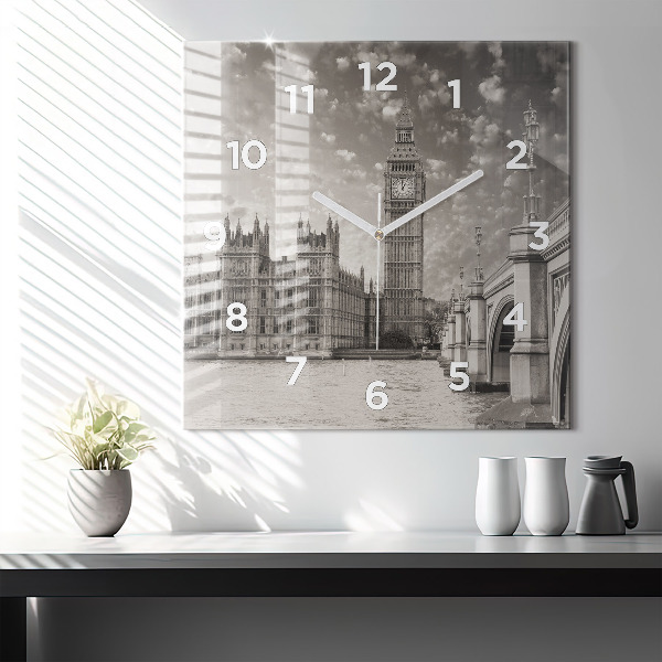 Square glass wall clock London England Big Ben