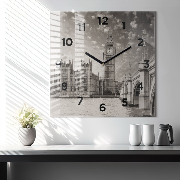 Square glass wall clock London England Big Ben