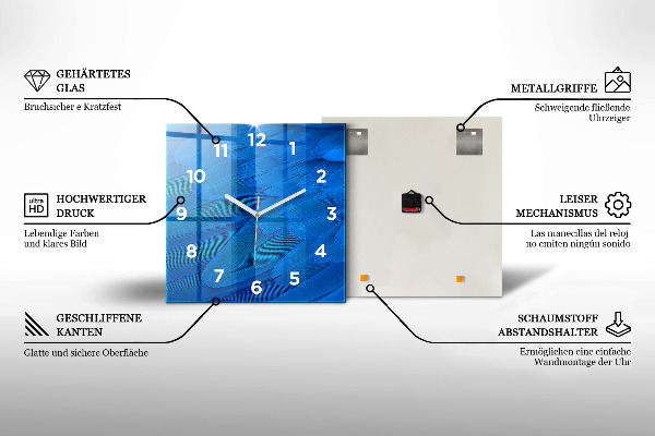 Square glass wall clock Airplane over buildings