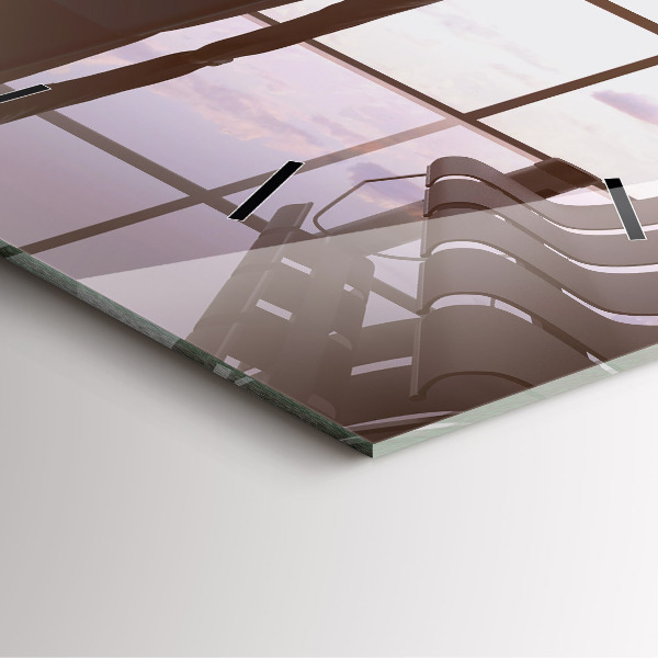 Square glass wall clock Man at the airport