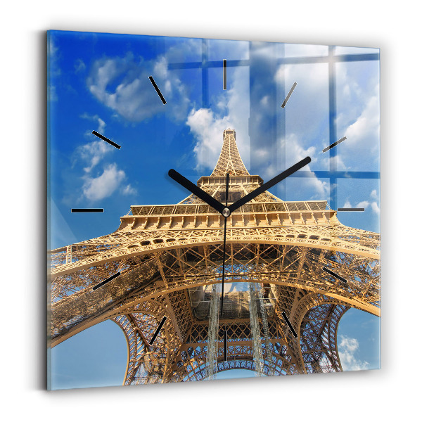 Square glass wall clock France Eiffel Tower