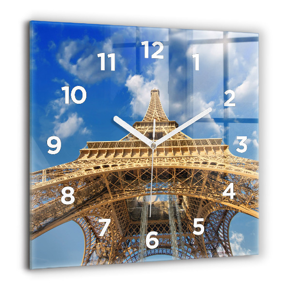 Square glass wall clock France Eiffel Tower