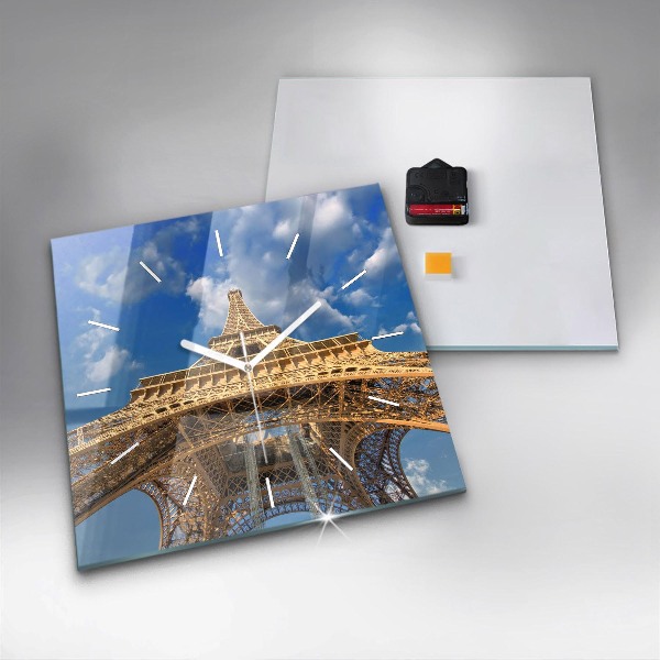 Square glass wall clock France Eiffel Tower